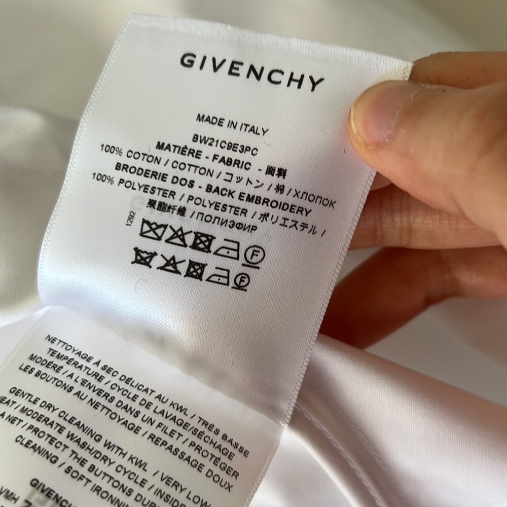 Givenchy Sheer Lace Back Long Sleeve Cotton Shirt Dress White Size 34 (US 2) - Picture 16 of 17